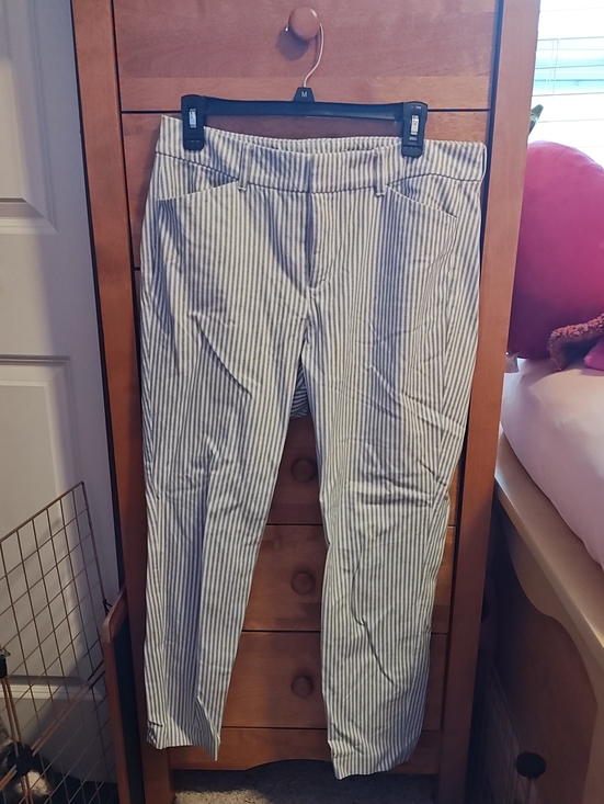 Old Navy Pants - Striped Slim Fit Women’s Dress Pants — White & Navy